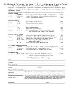 Ed Brown Products, Inc. - 1911 Handgun Order Form