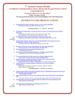 Handouts for EBP Research Conference Nov. 14, 2014