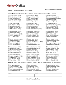 Box Pool Sheet - HockeyDraft.ca