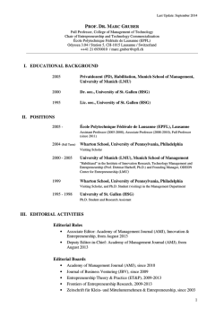 I. EDUCATIONAL BACKGROUND II. POSITIONS III. EDITORIAL