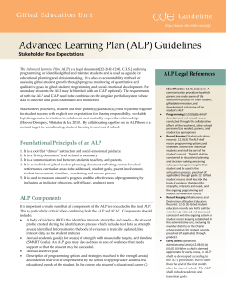 (ALP) Guidelines - Colorado Department of Education