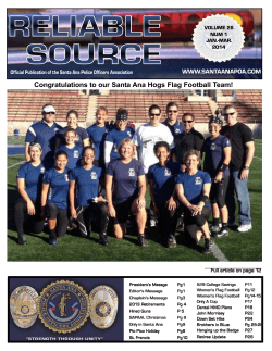 Volume 28 Issue 1 - Santa Ana Police Officers Association