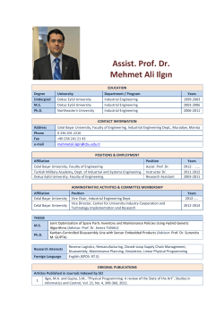 Assist. Prof. Dr. Mehmet Ali Ilgın