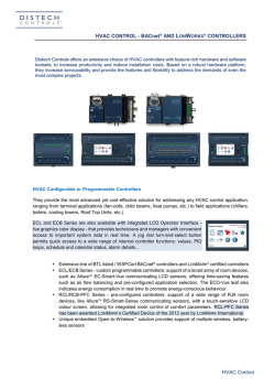 HVAC Control HVAC CONTROL - BACnet&reg; AND