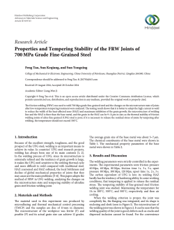 Research Article Properties and Tempering Stability of the FRW