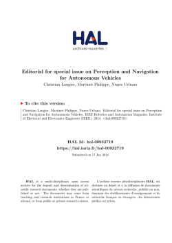 Editorial for special issue on Perception and Navigation for