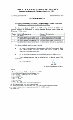 Quick Recruitment of Scientist Fellows for Major Projects under