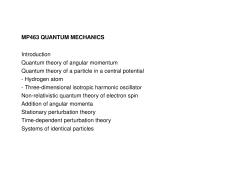 MP463 QUANTUM MECHANICS Introduction Quantum theory of