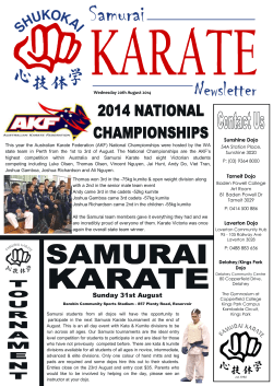 Sunday 31st August - Samurai Karate Australia