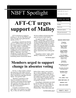 NBFT Spotlight AFT-CT urges support of Malloy
