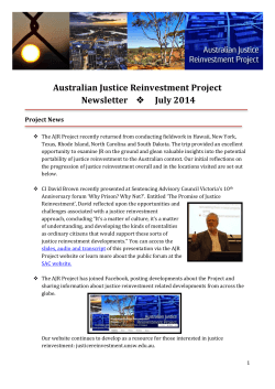 Australian Justice Reinvestment Project Newsletter July 2014