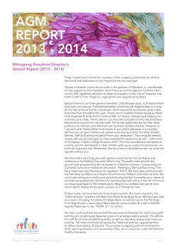 AGM Newsletter, 2014 - to go to mittagongpreschool.org.au