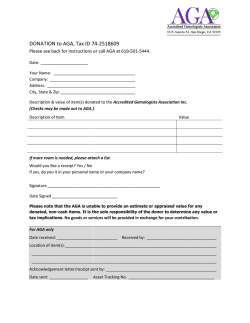 DONATION to AGA, Tax ID 74 Tax ID 74