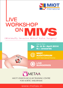 Invite for the upcoming LIVE Workshop on Minimally Invasive Valve