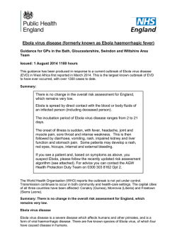 Ebola Virus - Guidance for Gps