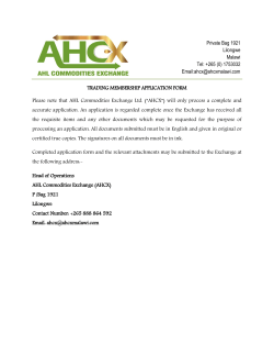 Trading Membership Application form - AHCX Malawi