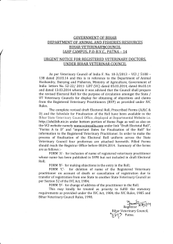 Urgent notice for Registered Veterinary Doctors, under Bihar