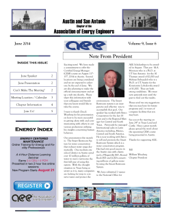 June, 2014 - Association of Energy Engineers – Austin