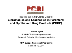 Egert Thomas - Session 1 - Parenteral Drug Association