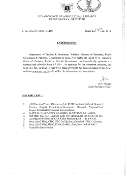 Grant of Dearness Relief to Central Government pensioners/family