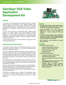 GainSpan VGA Video Application Development Kit
