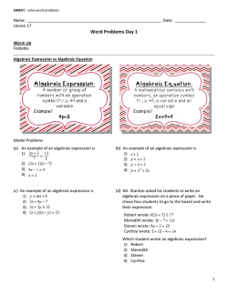 Word Problems Day 1 - White Plains Public Schools