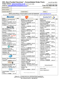 HCL Non-Funded Vaccines* - Consolidated Order Form