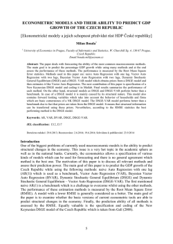 ECONOMETRIC MODELS AND THEIR ABILITY TO PREDICT GDP