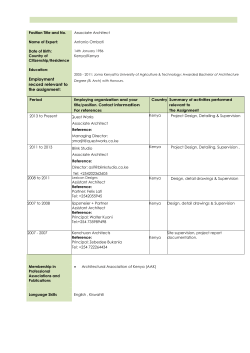Employment record relevant to the assignment: