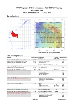 GSWA Capricorn 2013 Reconnaissance AEM TEMPEST&reg; survey