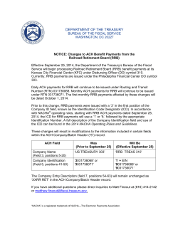 Changes to ACH Benefit Prayments from the Railroad Retirement