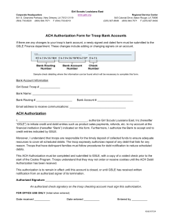 ACH Authorization Form for Troop Bank Accounts ACH Authorization