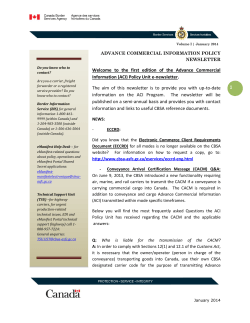 ACI Newsletter - Volume I January 2014