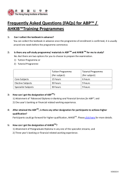 (FAQs) for ABP™ / AHKIB™Training Programmes