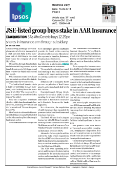 JSElisted group buys stake in AAR Insurance