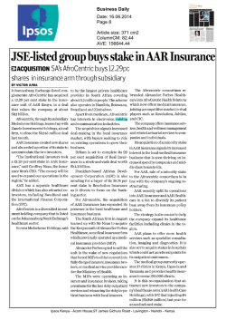 JSElisted group buys stake in AAR Insurance