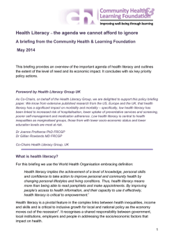 Health Literacy – the agenda we cannot afford to ignore