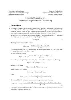 Scienti c Computing Tutorial : Interpolation and Curve Fitting