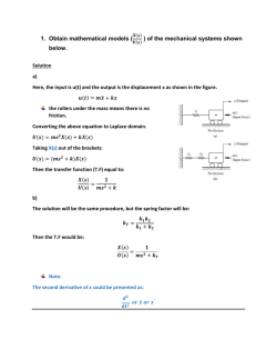 1. Obtain mathematical models ( ) of the mechanical systems shown