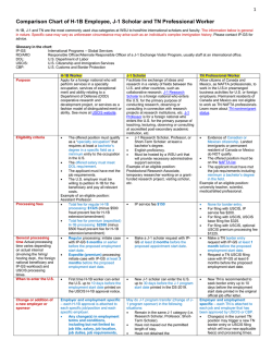 H-1B, J-1 Scholar and TN Comparison Chart