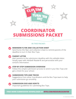 COORDINATOR SUBMISSIONS PACKET