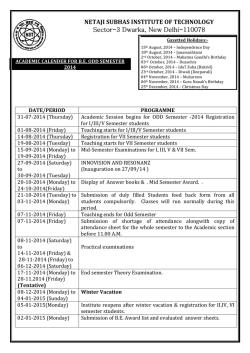 Academic Calender UG - Netaji Subhas Institute of Technology