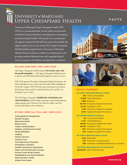 2013 UM UCH Fact Sheet - University of Maryland Medical Center