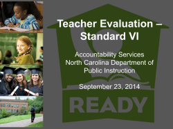 Teacher Evaluation – Standard VI