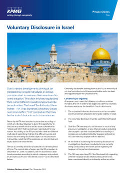 Voluntary Disclosure in Israel