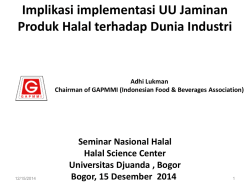 Implikasi implementasi UU Jaminan Produk Halal terhadap Dunia