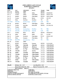2014-15 HS Schedule