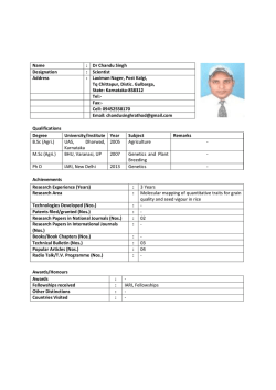 Dr. Chandu Singh - Directorate of Seed Research