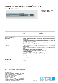 Technical data sheet · LÜTZE SUPERFLEX N (C) PVC UL For high