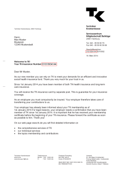 Your TK-Insurance Number 0101504144 Dear Mr Muster, As our